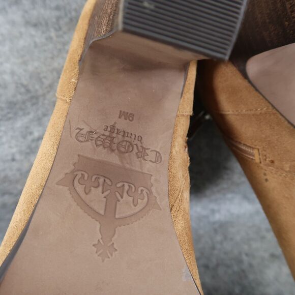 Crown Vintage Shoes Womens 9 Bootie Block Heel Fashion Western Leather Classic - Picture 15 of 16